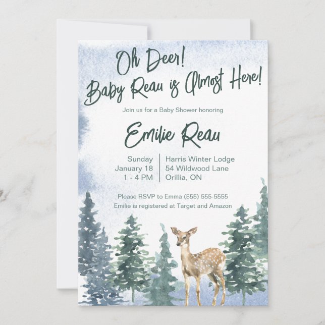 Oh Deer!  A New Baby is Almost Here! Baby Shower Invitation (Front)