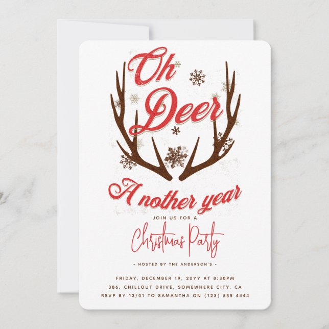 Oh Deer a Nother Year Christmas  Invitation (Front)