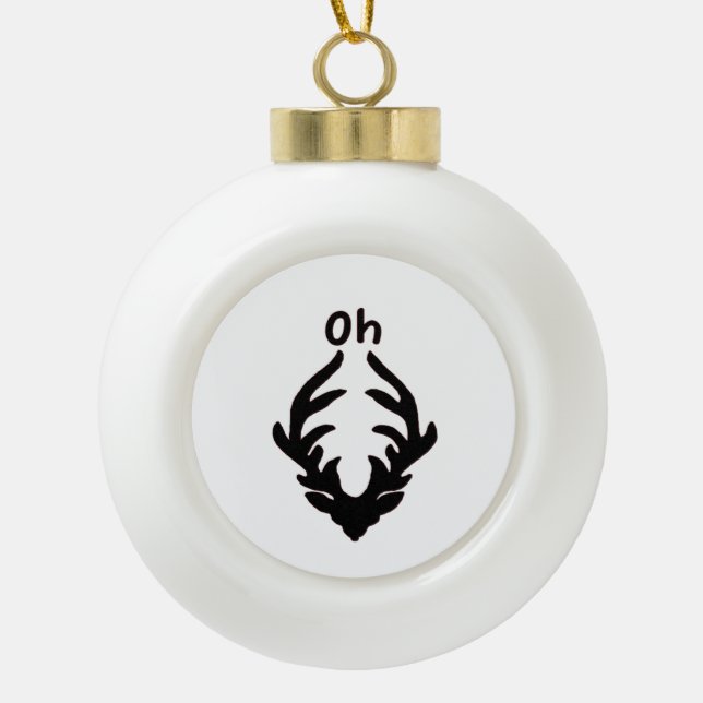 Oh Deer Artistic Clean Style  Ceramic Ball Christmas Ornament (Front)