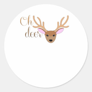 Oh Deer Artistic Style Classic Round Sticker