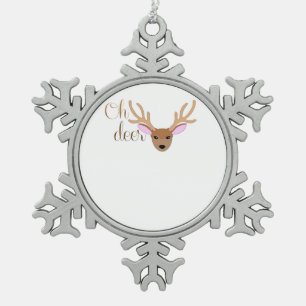 Oh Deer Artistic Style  Snowflake Pewter Christmas Ornament