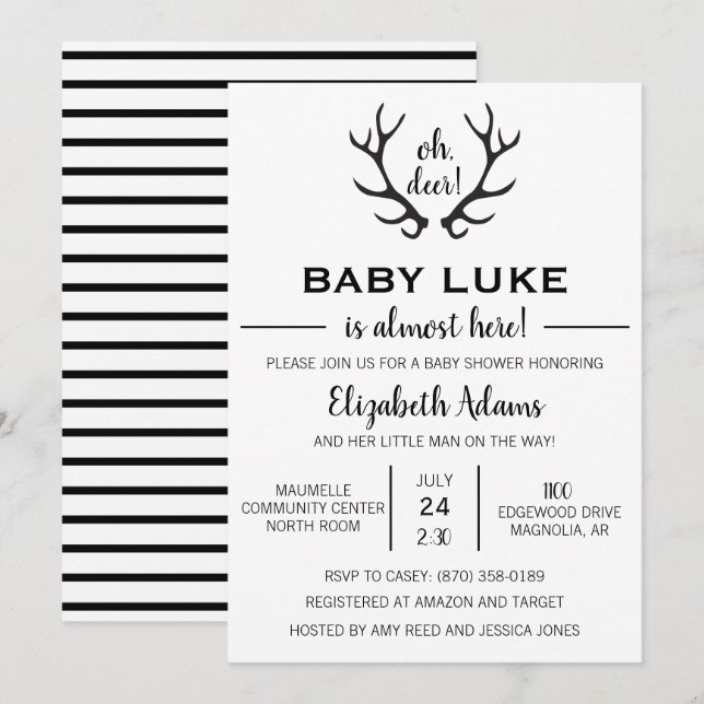 Oh Deer Baby Boy Shower Invitation (Front/Back)