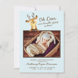Oh Deer Baby Boys Photo Birth Announcement