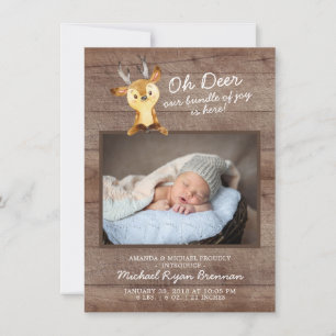 Oh Deer Baby Boys Photo Birth Announcement