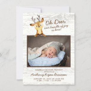 Oh Deer Baby Boys Photo Birth Announcement