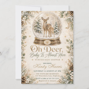 Oh Deer Baby Is Almost Here Winter Baby Shower Invitation
