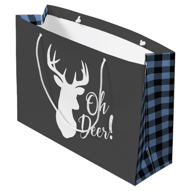 Oh Deer Baby SHower Blue Boy Large Gift Bag (Back Angled)