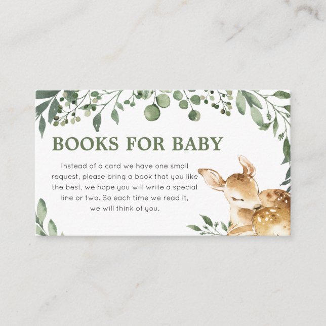 Oh Deer Baby Shower Books for Baby Enclosure Card (Front)