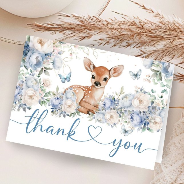 Oh Deer Baby Shower Boy Folded Thank You Card (Creator Uploaded)