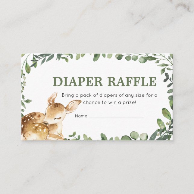 Oh Deer Baby Shower Diaper Raffle Enclosure Card (Front)