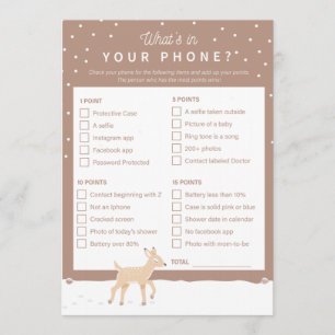 Oh Deer - Baby Shower Game - Whats in your phone? Programme