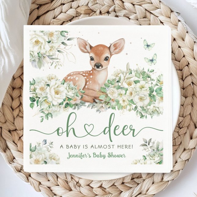 Oh Deer Baby Shower Gender Neutral Paper Napkin (Creator Uploaded)