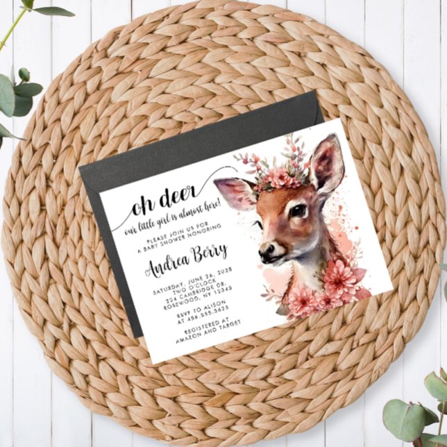 Oh Deer Baby Shower Girl Invitation (Creator Uploaded)