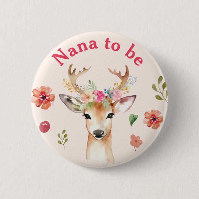 Oh Deer Baby Shower Grandma To Be Button (Front)