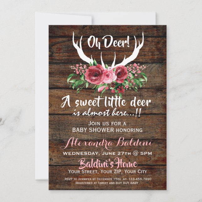 Oh Deer Baby Shower Invitation (Front)