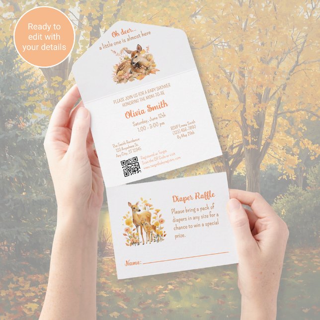 Oh Deer Baby Shower Invitation All in One QR Code (Creator Uploaded)