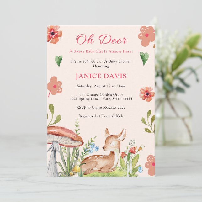 Oh Deer Baby Shower Invitations (Standing Front)
