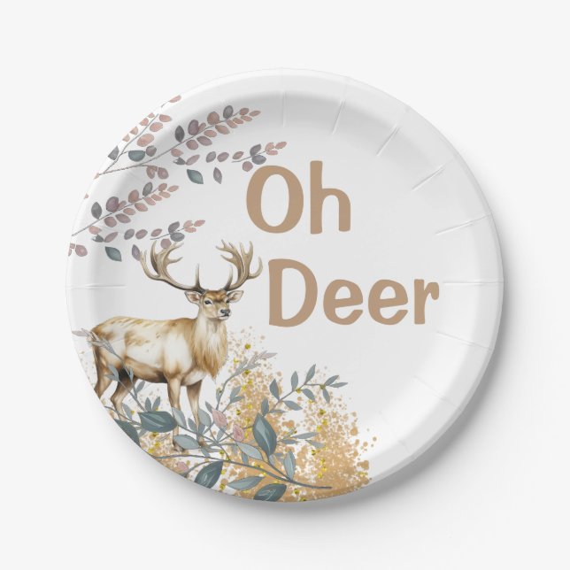 Oh Deer Baby Shower Paper Plate (Front)
