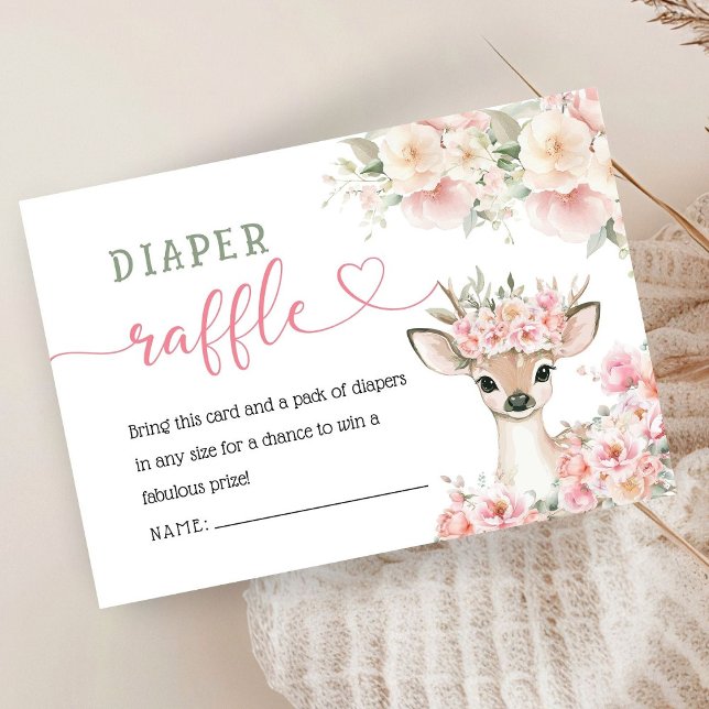 Oh Deer Baby Shower Pink Diaper Raffle  Enclosure Card (Creator Uploaded)
