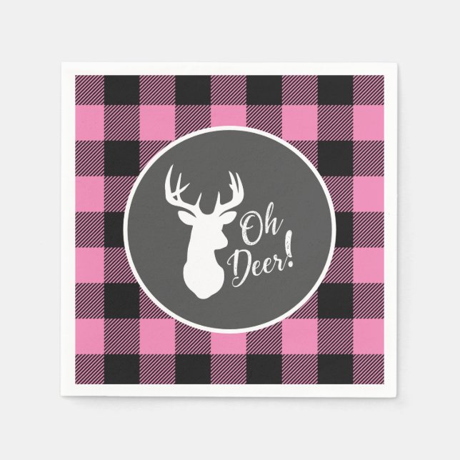 Oh Deer Baby Shower Pink Napkin (Front)