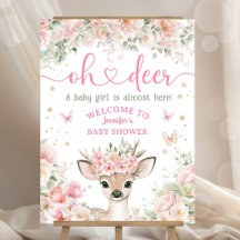 Oh Deer Baby Shower Pink Welcome Sign Foam Boards