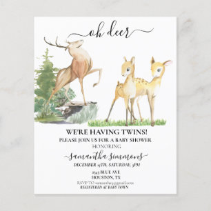 Oh Deer Baby shower Twins Watercolor 