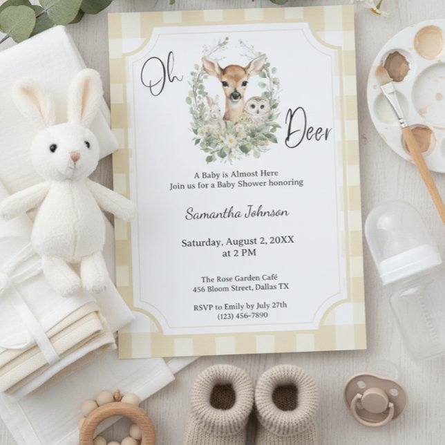 Oh Deer Baby Shower • Woodland Neutral Theme Invitation (Creator Uploaded)