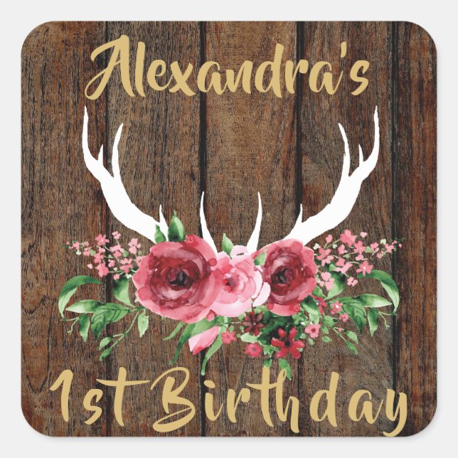 Oh Deer Birthday Favour Sticker (Front)