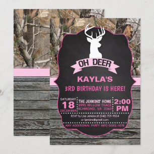 OH Deer Birthday Invitation - Girl