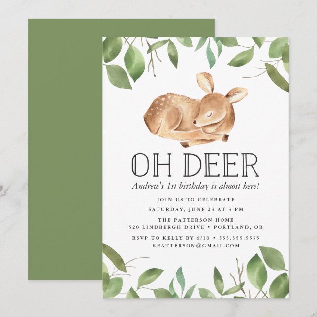 Oh Deer | Birthday Party Invitation (Front/Back)
