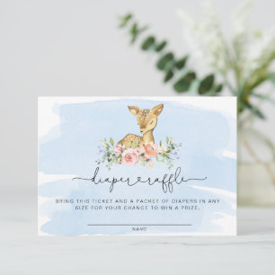 Oh Deer Blue Diaper Raffle Ticket Enclosure Card