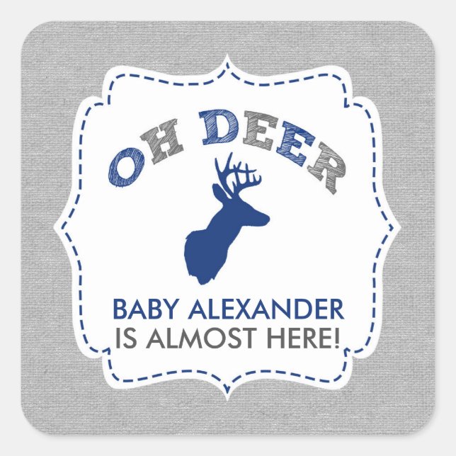 OH DEER buck baby shower favour / envelope seal (Front)