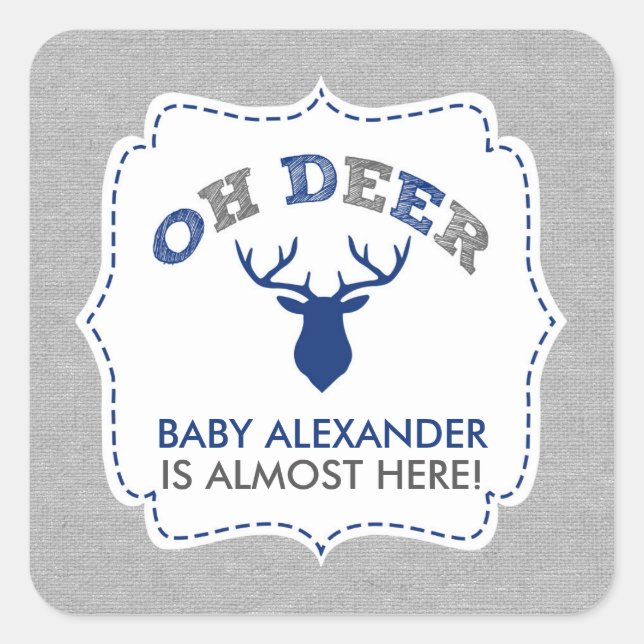 OH DEER buck baby shower favour / envelope seal (Front)