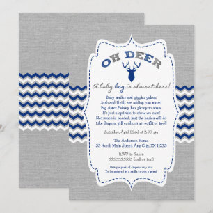 Oh Deer Buck Baby Sprinkle invite, front facing Invitation
