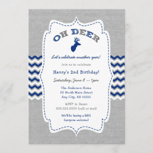 Oh Deer Buck Boy Birthday Party Invitation