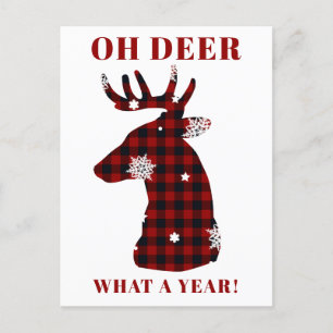 Oh Deer Buffalo Plaid Snowflake Christmas Holiday Postcard
