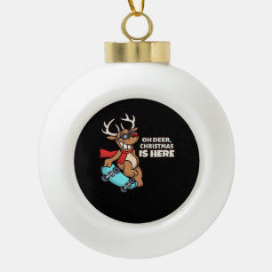 Oh Deer Christmas Celebration Holiday Design  Ceramic Ball Christmas Ornament
