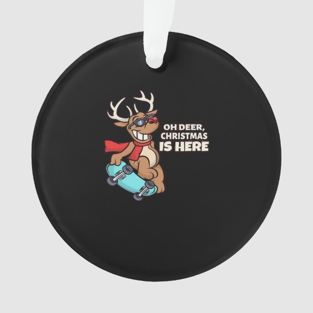 Oh Deer Christmas Celebration Holiday Design Ornament (Front)