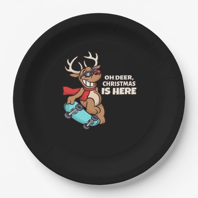 Oh Deer Christmas Celebration Holiday Design  Paper Plate (Front)
