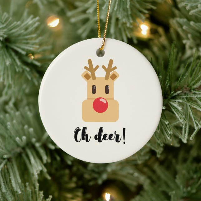 Oh Deer Christmas Ceramic Ornament (Tree)