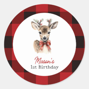 Oh Deer Christmas Deer Birthday Classic Round Sticker