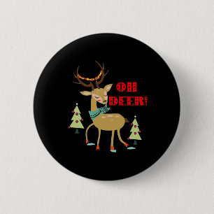 Oh Deer! Christmas Deer With Trees Gift 6 Cm Round Badge