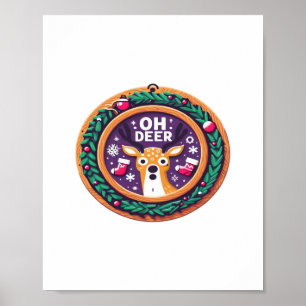 Oh Deer Christmas Festive Holiday Design  Poster