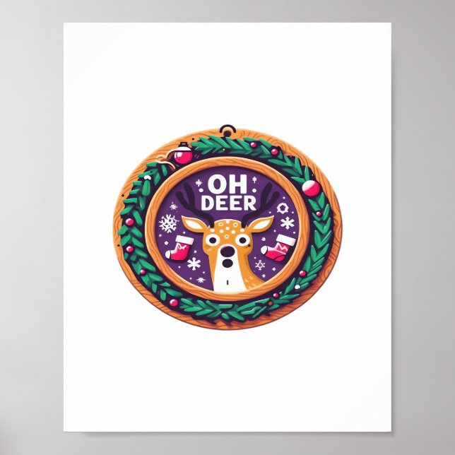 Oh Deer Christmas Festive Holiday Design  Poster (Front)