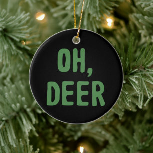 Oh, Deer Christmas Funny Vintage Santa Sarcastic Ceramic Tree Decoration