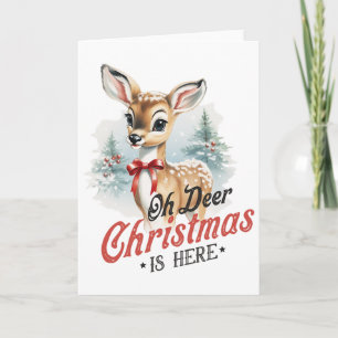 Oh Deer Christmas Is Here Cute Mbi Animal Vintage Card