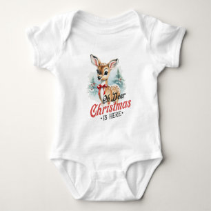 Oh Deer Christmas is Here - Festive Holiday Baby Bodysuit