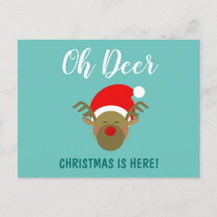 Oh Deer Christmas is Here Holiday Postcard