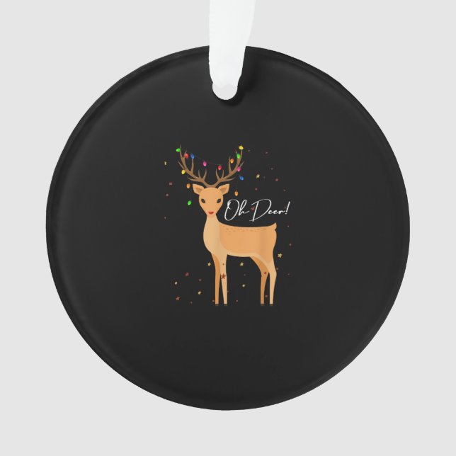 Oh Deer Christmas Light Pajama CutAcrylic Ornament (Front)