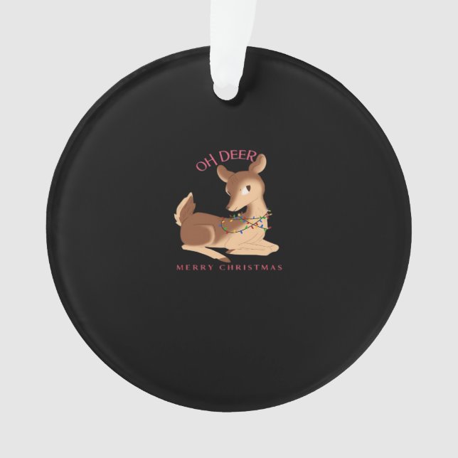 Oh Deer Christmas Modern Design Ornament (Front)